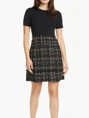 Ted Baker London Charrad Metallic Bouclé Dress ✨🖤